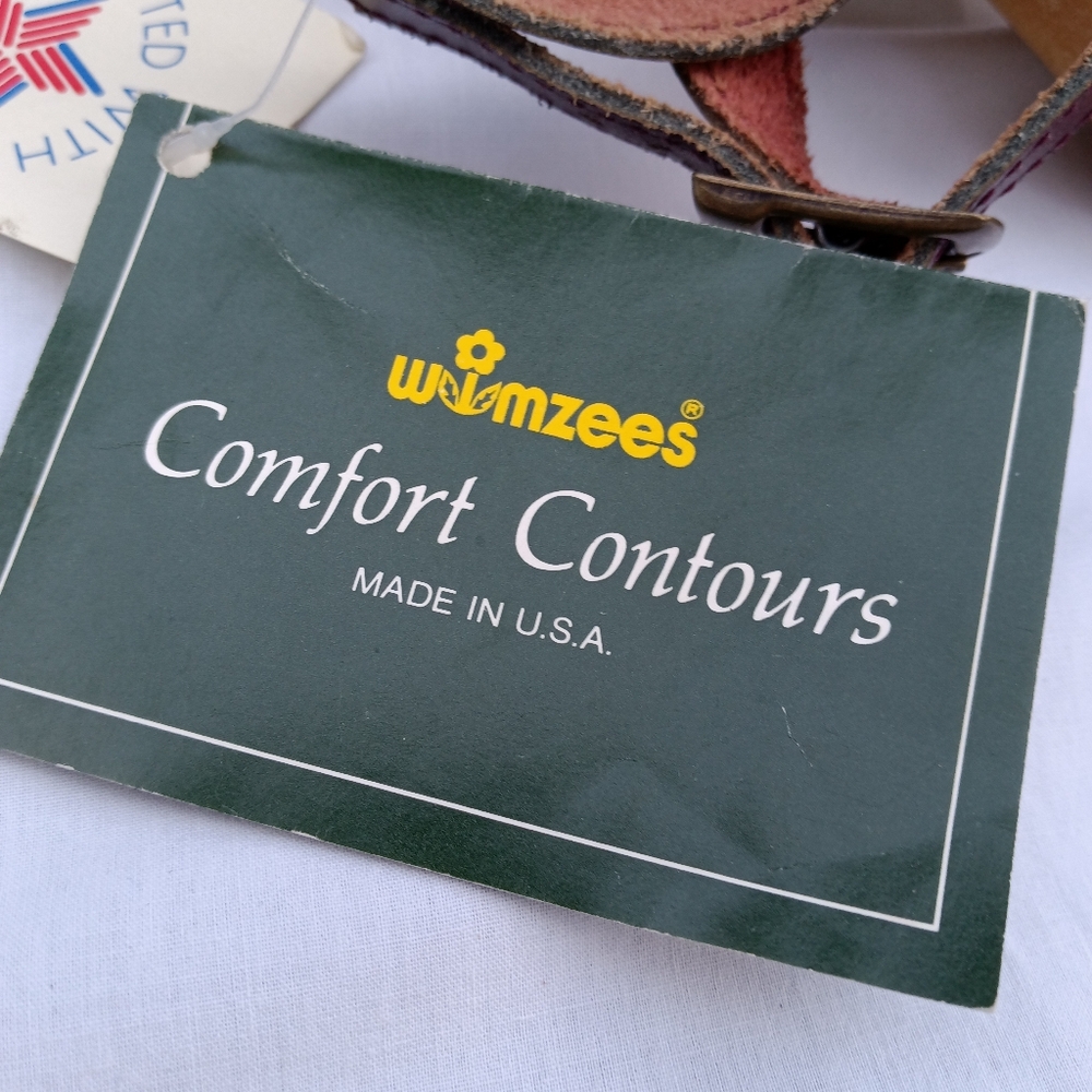 NOS Vintage Wimzees Walkers Comfort Wedge Sandals Cordovan Leather - Picture 8 of 10